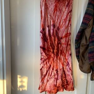 Free people small elastic waist velour tie dye pink skirt